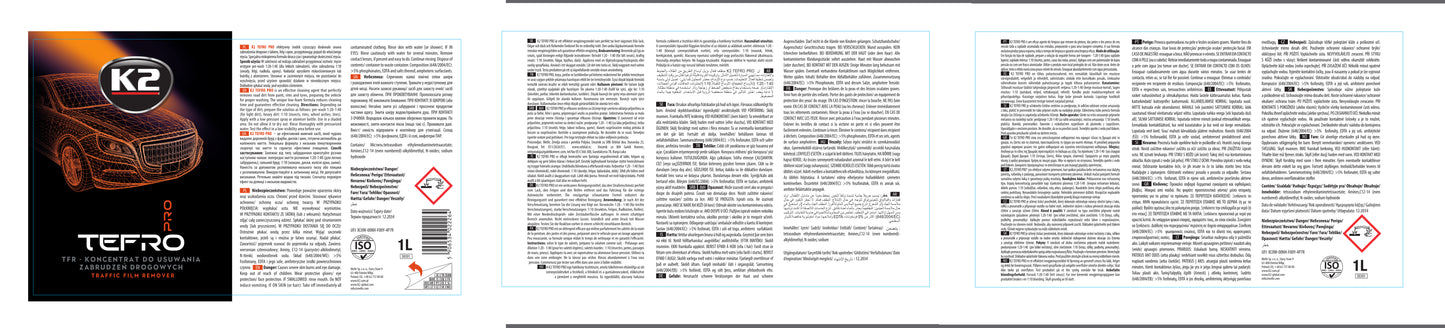 K2 TEFRO PRO 1L – TFR Előmosó Koncentrátum Útiszennyeződésekhez