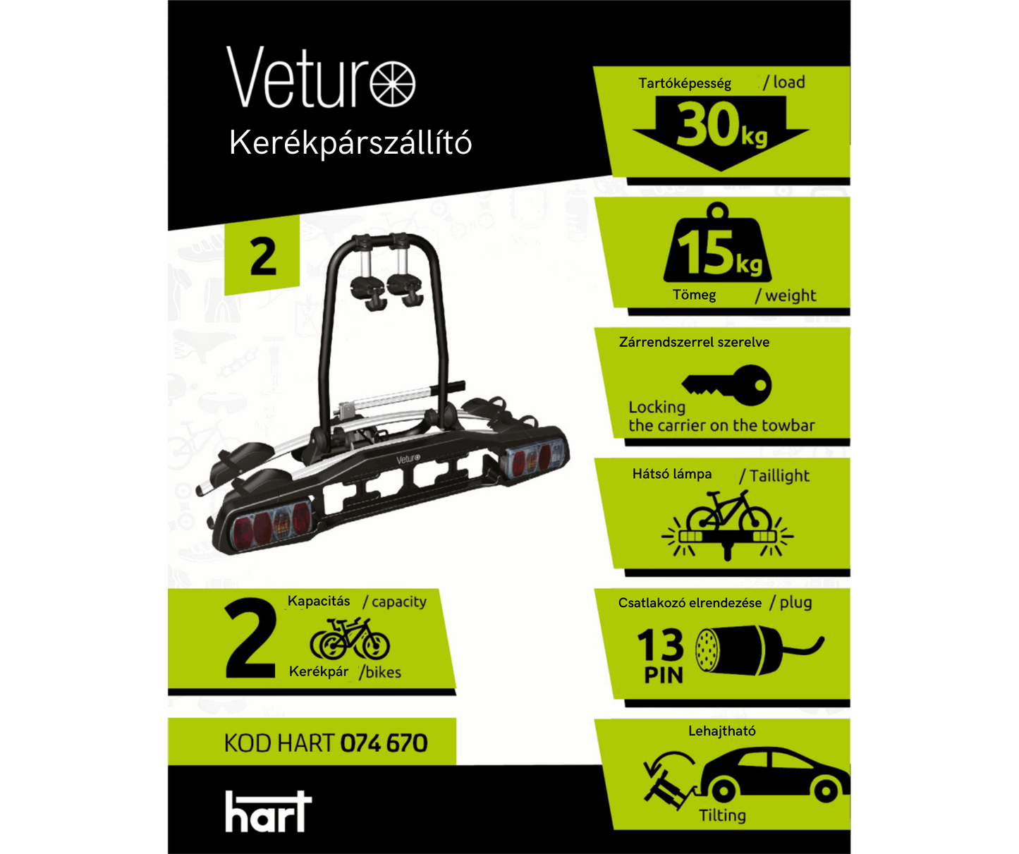 STEINHOF Veturo SMB-Veturo 2 Kerékpártartó hátsó ajtóra 2 hely