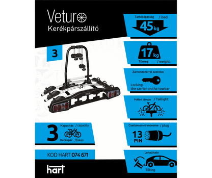 STEINHOF Veturo SMB-Veturo 3 Kerékpártartó hátsó ajtóra 3 hely