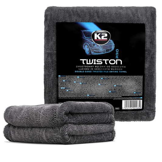 K2 TWISTON PRO Nagyméretű 60x90 cm kétoldalú ultra nedvszívó autószárító törölköző 1200 gsm